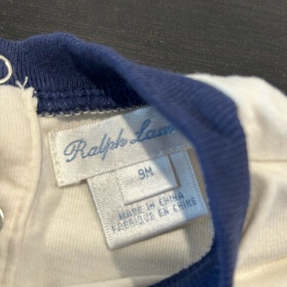 Ralph Lauren Short Sleeve Romper Atlantic Supplies   Tackle White Blue - Picture 3 of 5